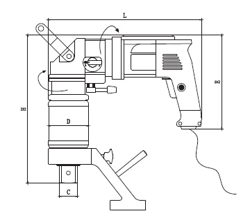 Diagrama Llave de Torque Eléctrica Angulada
