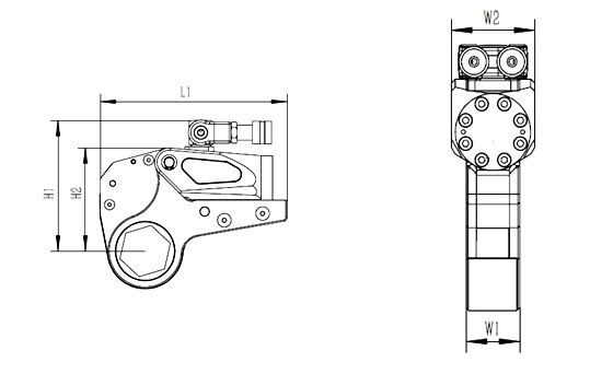 Diagrama Llave de Torque con Hexágono Abierto